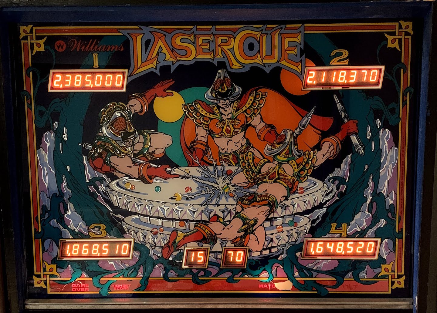 Laser Cue high score display