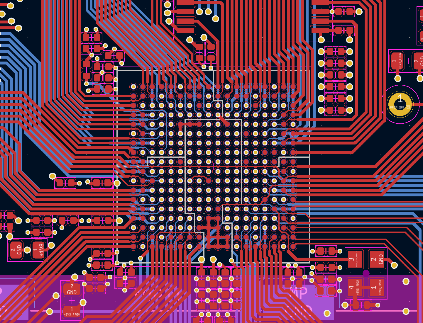 BGA fanout with thin traces and small vias