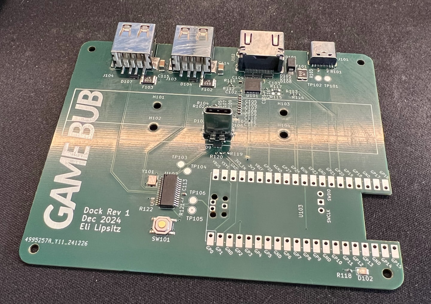 Assembled dock PCB