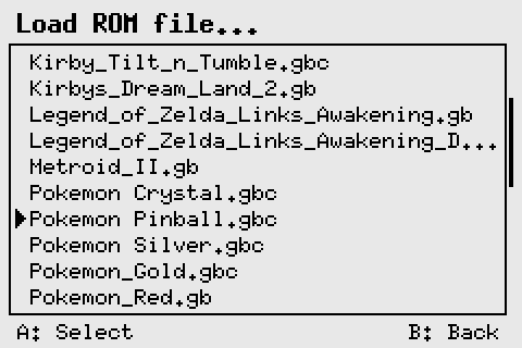 Early rom select screen